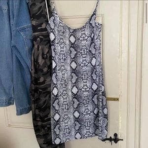 White and black snake skin mini dress